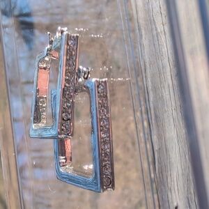 Silver Square Hoop Earrings